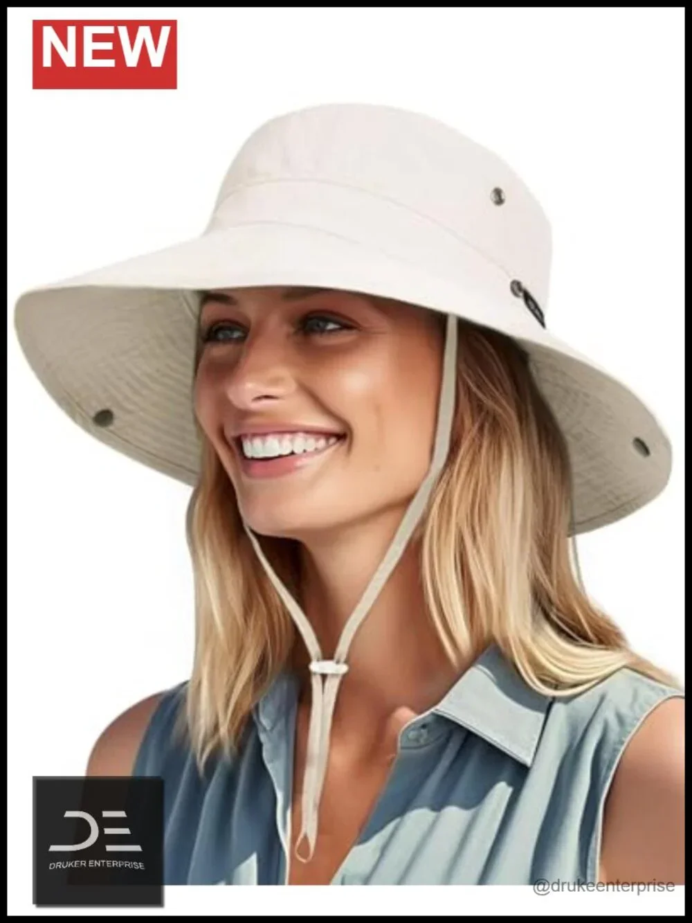Ponytail Wide Brim Sun Hat UV Protection Packable Cowboy Style